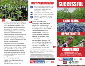 2019Successful Small Farms Opportunities Conference brochure with agenda description, events