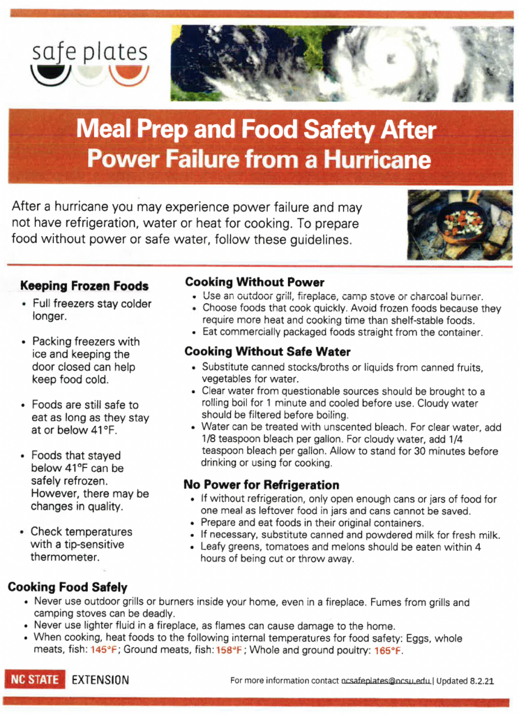 Meal prep and food safety during a hurricane